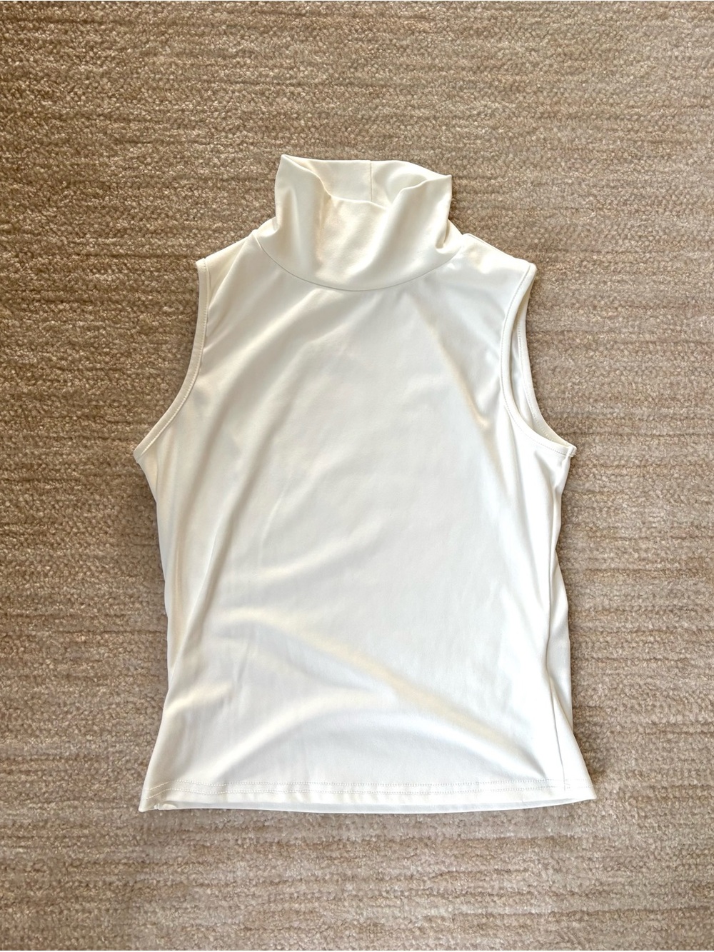 Sleeveless Turtleneck Top - Cream